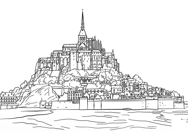 Coloriage Mont Saint Michel - France à imprimer