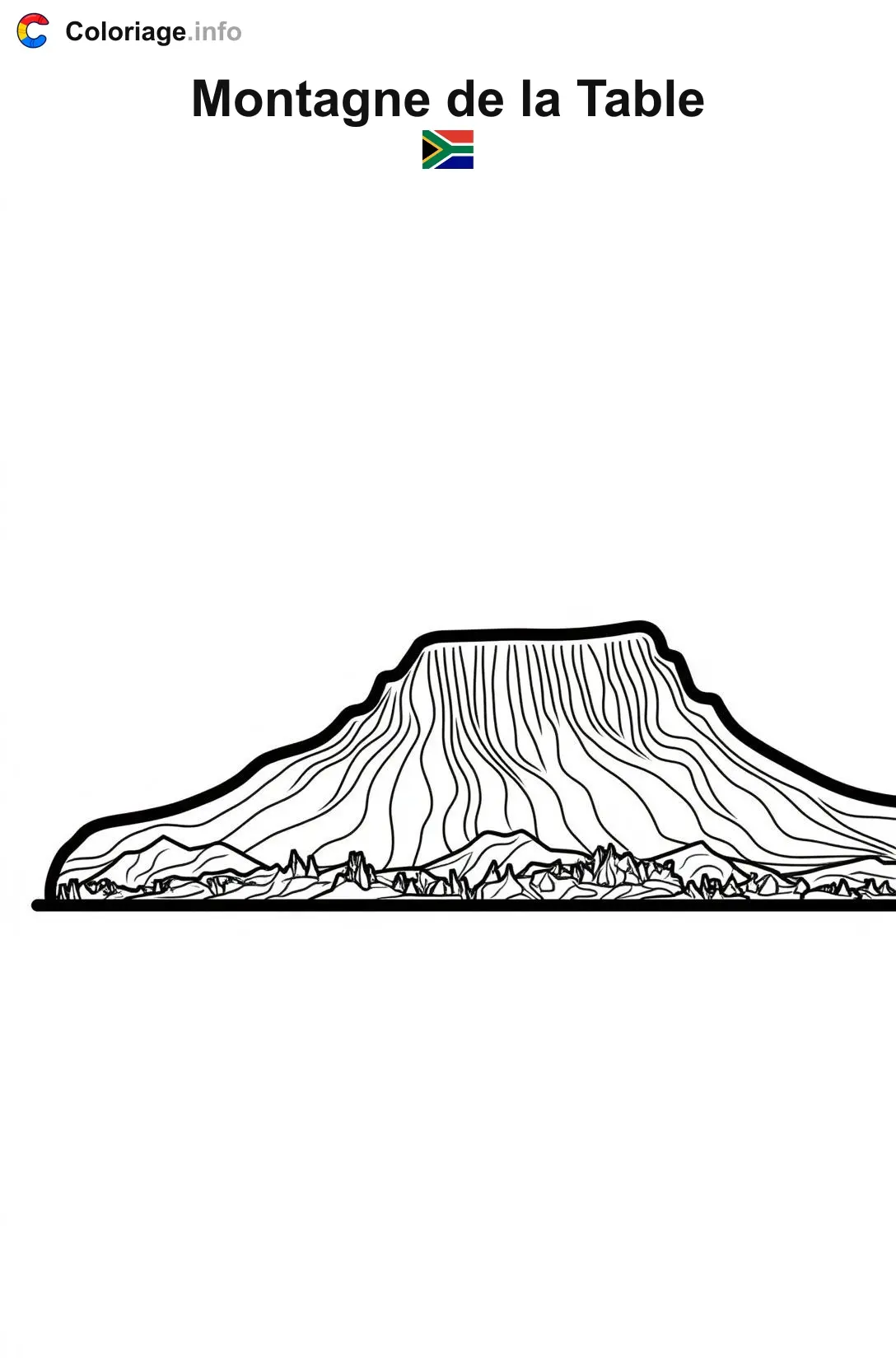 Coloriage Montagne de la Table Afrique du Sud - Monuments à imprimer
