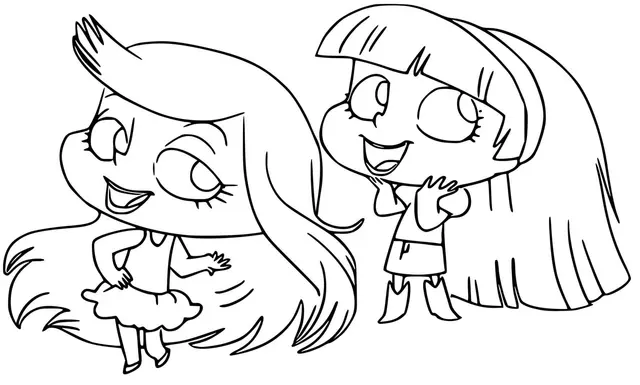 Desenho de Mortelle Adèle, Jade e Miranda Top Model para colorir