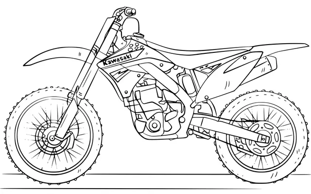 Coloriage Moto Cross De Course Kawasaki - Moto à imprimer