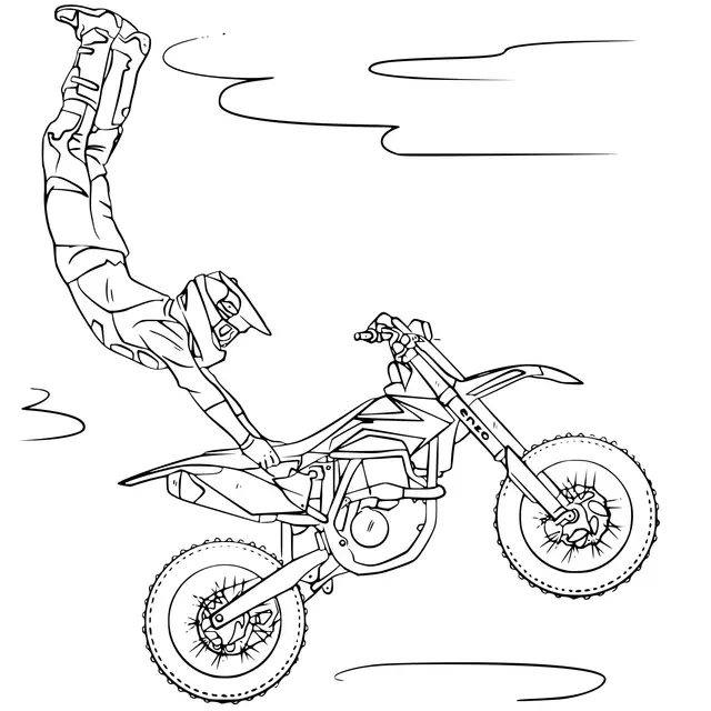 Coloriage Moto Cross Motorcycles Grand Saut - Motocross à imprimer