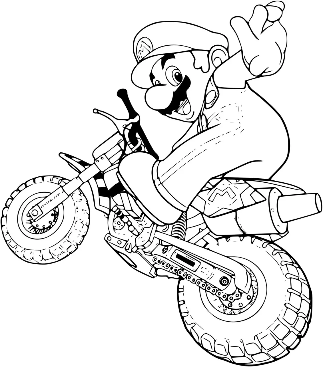 Coloriage Moto Cross Super Mario Bros - Motocross à imprimer