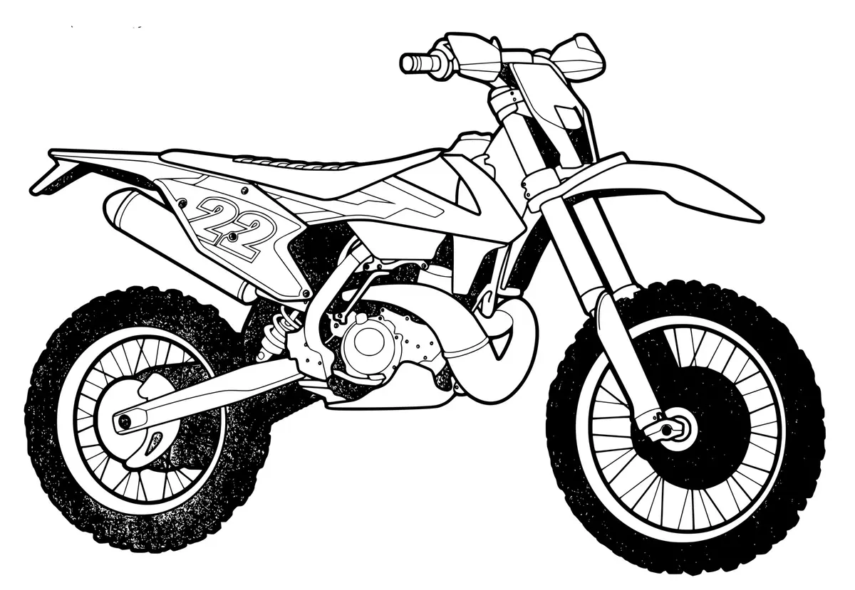Dibujo de Moto de Motocross Todo Terreno Enduro para colorear