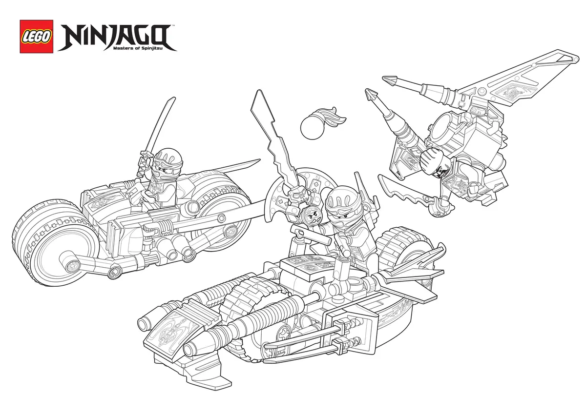Disegno di Moto da corsa cool di Ninjago Lego da stampare