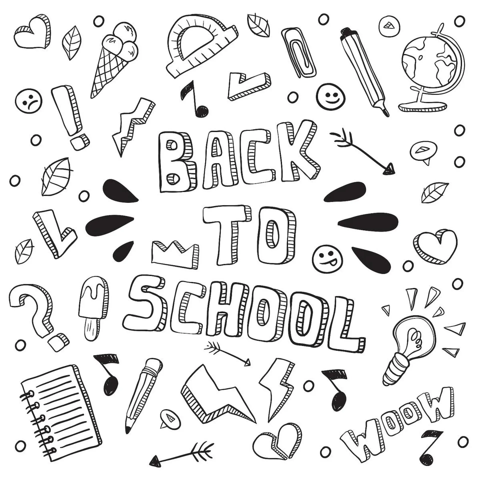 Coloriage Mots Rentrée Scolaire Icones Amusants - Rentrée scolaire à imprimer