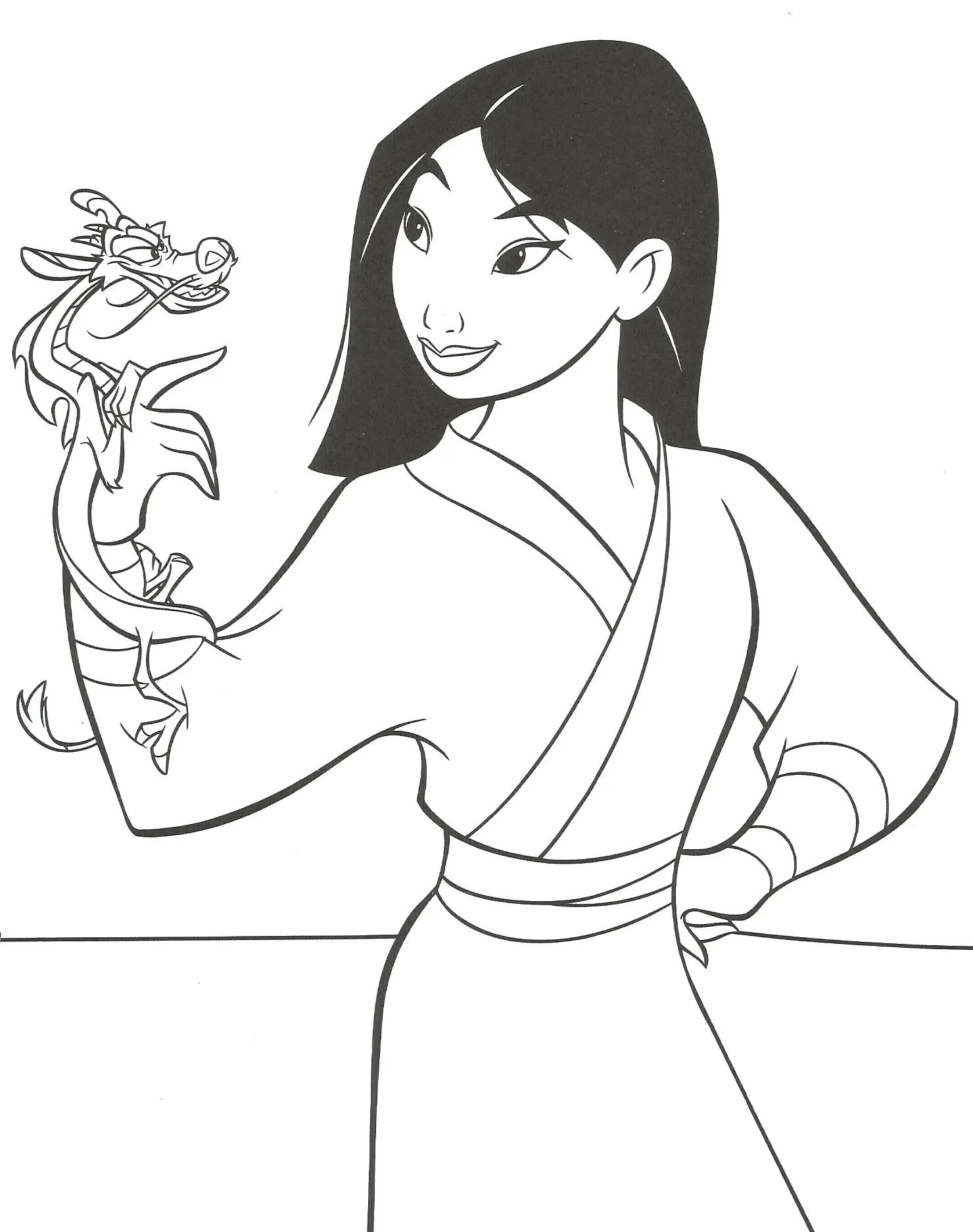 Coloriage Mulan Et Mushu - Mulan à imprimer