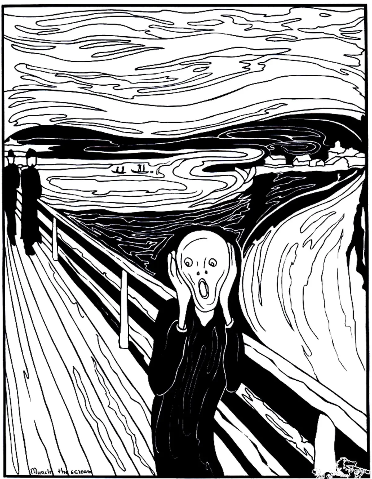 Kleurplaat De Schreeuw van Munch om te printen