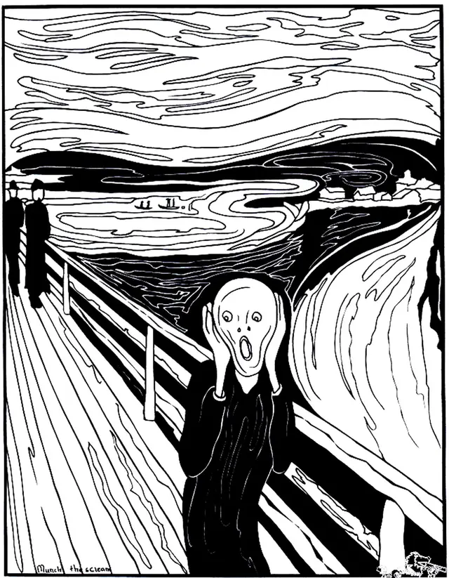 Coloriage Munch Le Cri - Art à imprimer