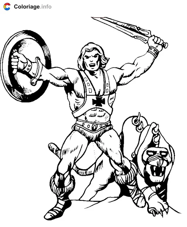 Desenho de He-Man e Gringer para colorir