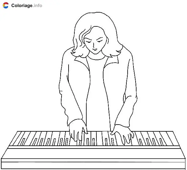 Ausmalbild Ausmalbilder Keyboarder – Musiker am Keyboard zum Ausdrucken