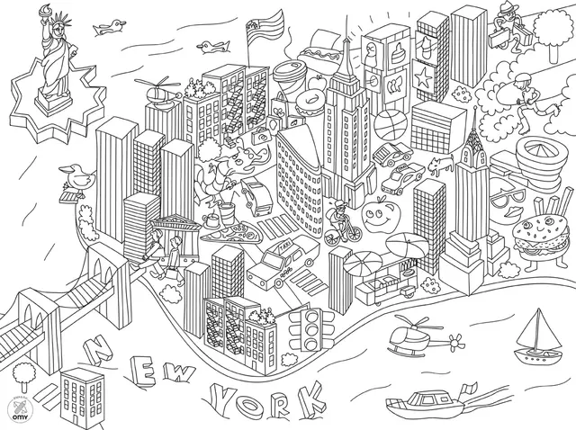 Desenho de Nova York Cidade USA Gigante para colorir
