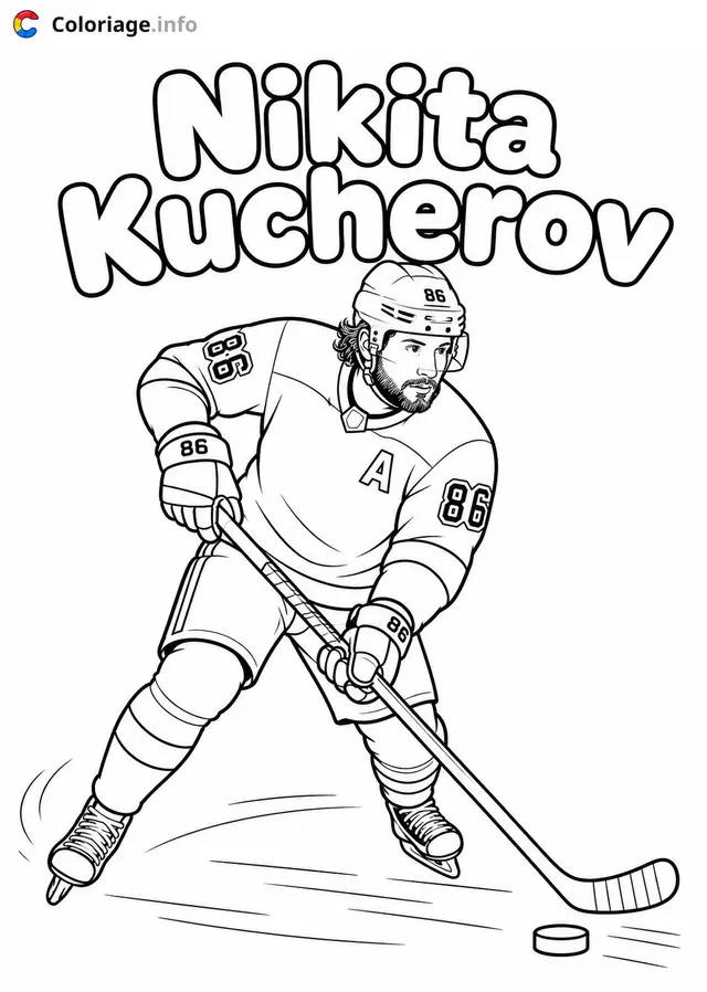 Coloriage Nikita Kucherov le joueur de hockey - Hockey à imprimer