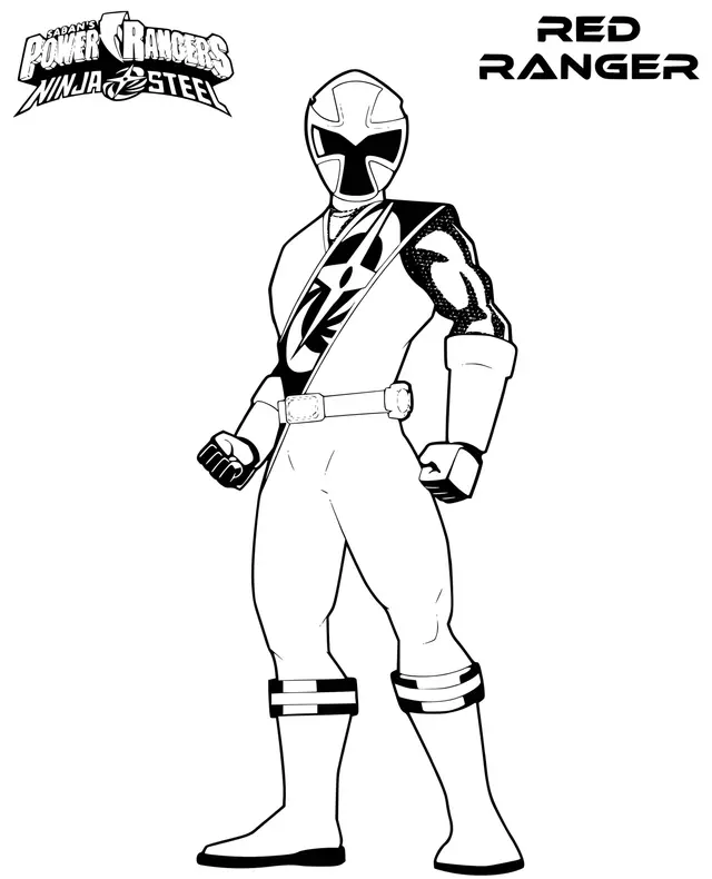 Coloriage Ninja Steel Power Rangers Red Ranger - Ninja à imprimer
