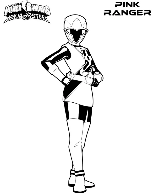 Coloriage Ninja Steel Power Rangers Rose Ranger - Ninja à imprimer