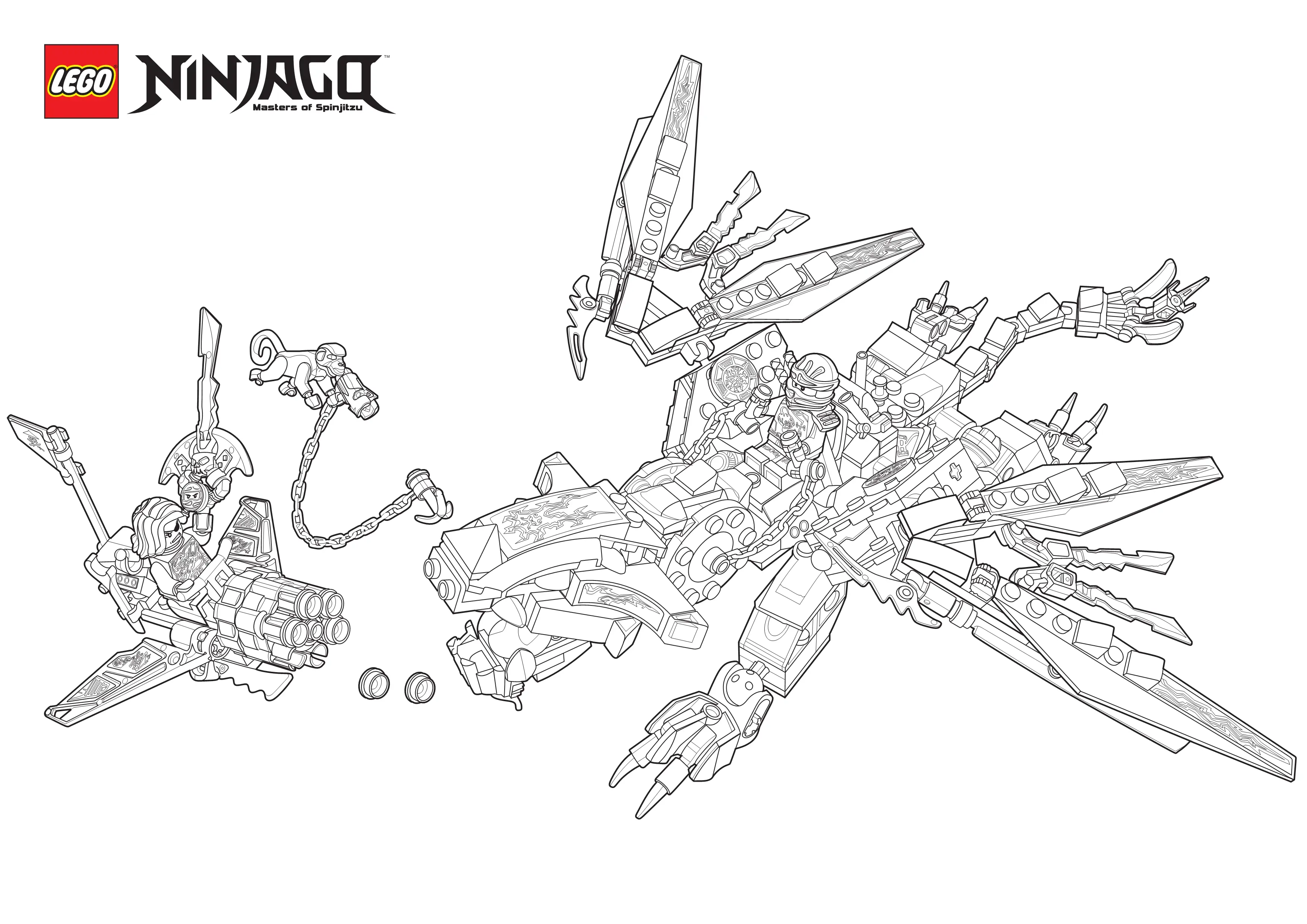 Coloriage Ninjago Monstre Dragon Lego - Ninjago à imprimer