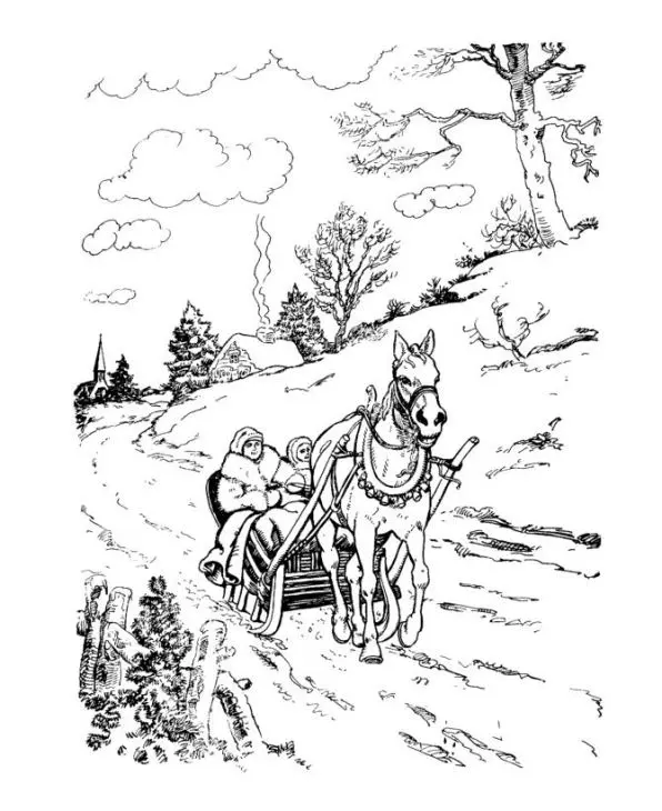Coloriage Scène de Noël traditionnelle avec sapin et cadeaux - Adulte à imprimer