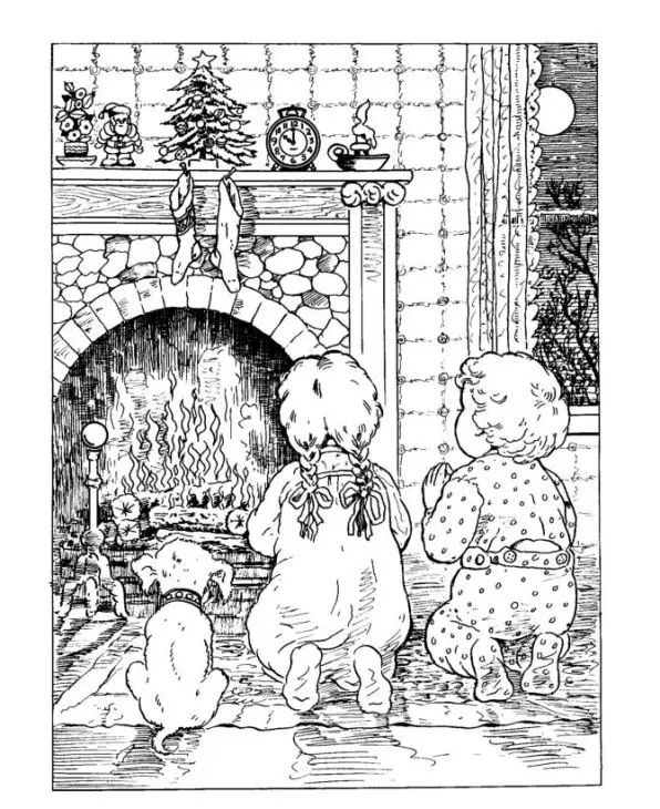 Coloriage Noël féerique avec flocons et ornements détaillés - Adulte à imprimer