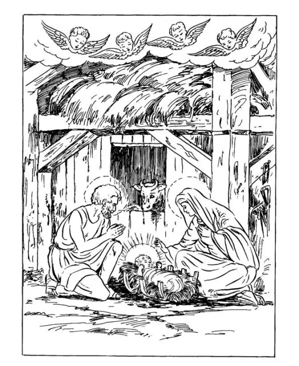 Coloriage Noël féerique avec décor traditionnel et ornements - Adulte à imprimer