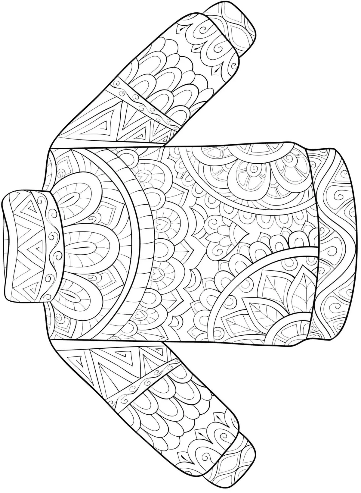 Christmas Winter Mandala Hoodie Sweater coloring page to print