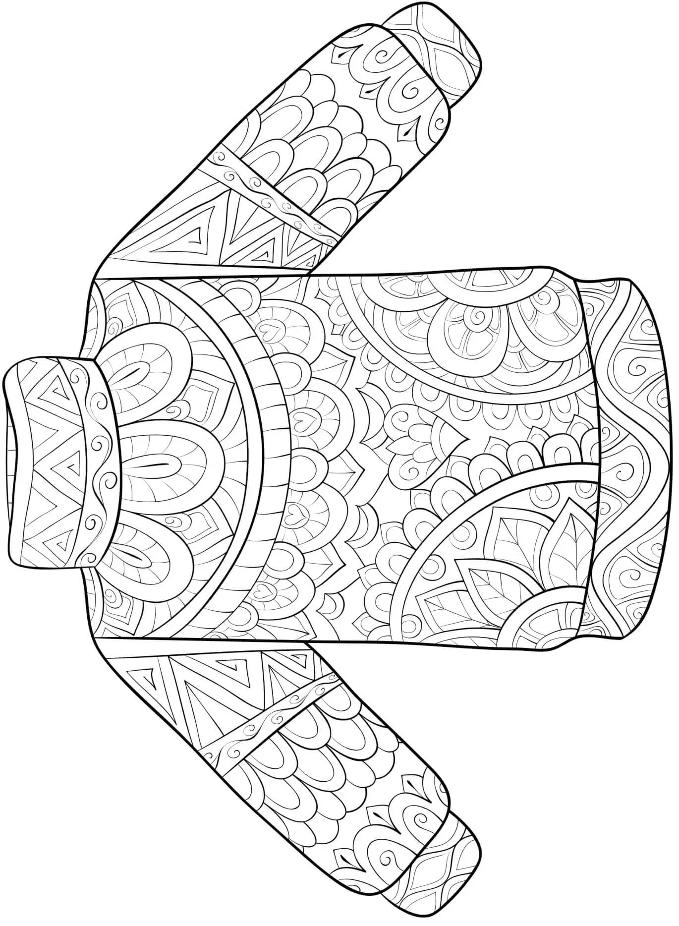Coloriage Noël Mandala Hiver Chandail A Capuchon - Noël adulte à imprimer