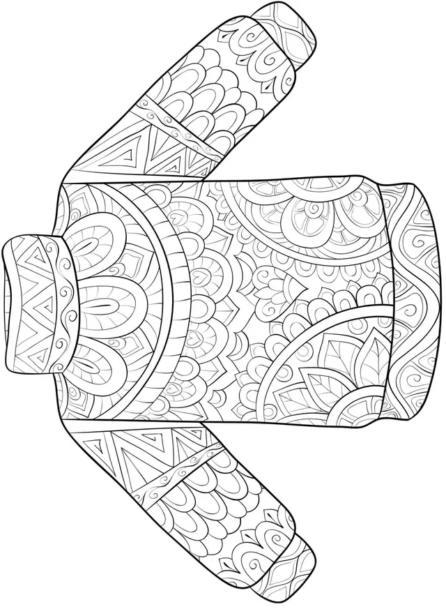 Coloriage Noël Mandala Hiver Chandail A Capuchon - Noël adulte à imprimer