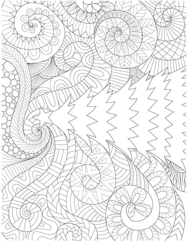 Coloriage Noël Mandala Sapin Patterned Swirl Background - Noël adulte à imprimer