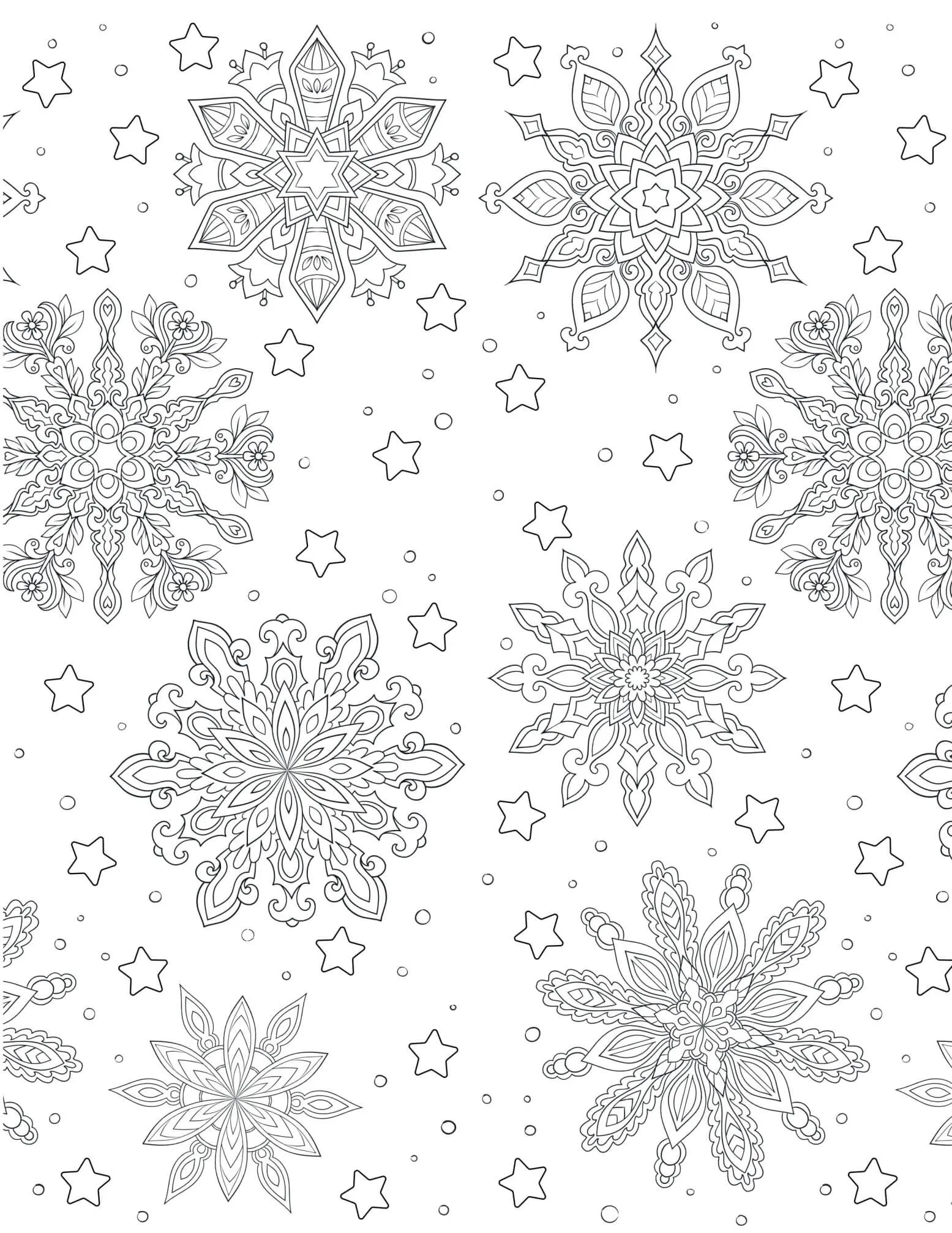 Coloriage Noël Pour Adulte Flocons De Neiges Background - Noël adulte à imprimer