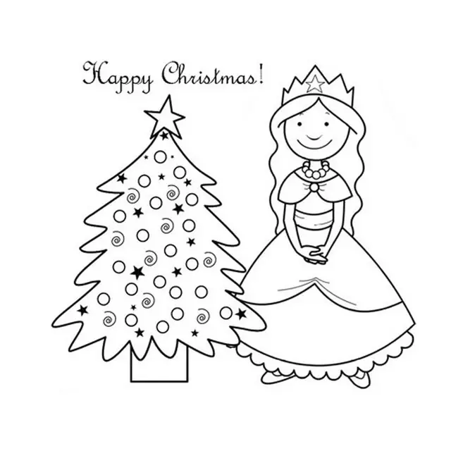 Coloriage Noël Princesse - Noël à imprimer