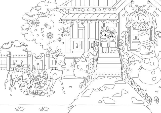 Coloriage Noël Temps Des Fêtes Bluey - Bluey à imprimer