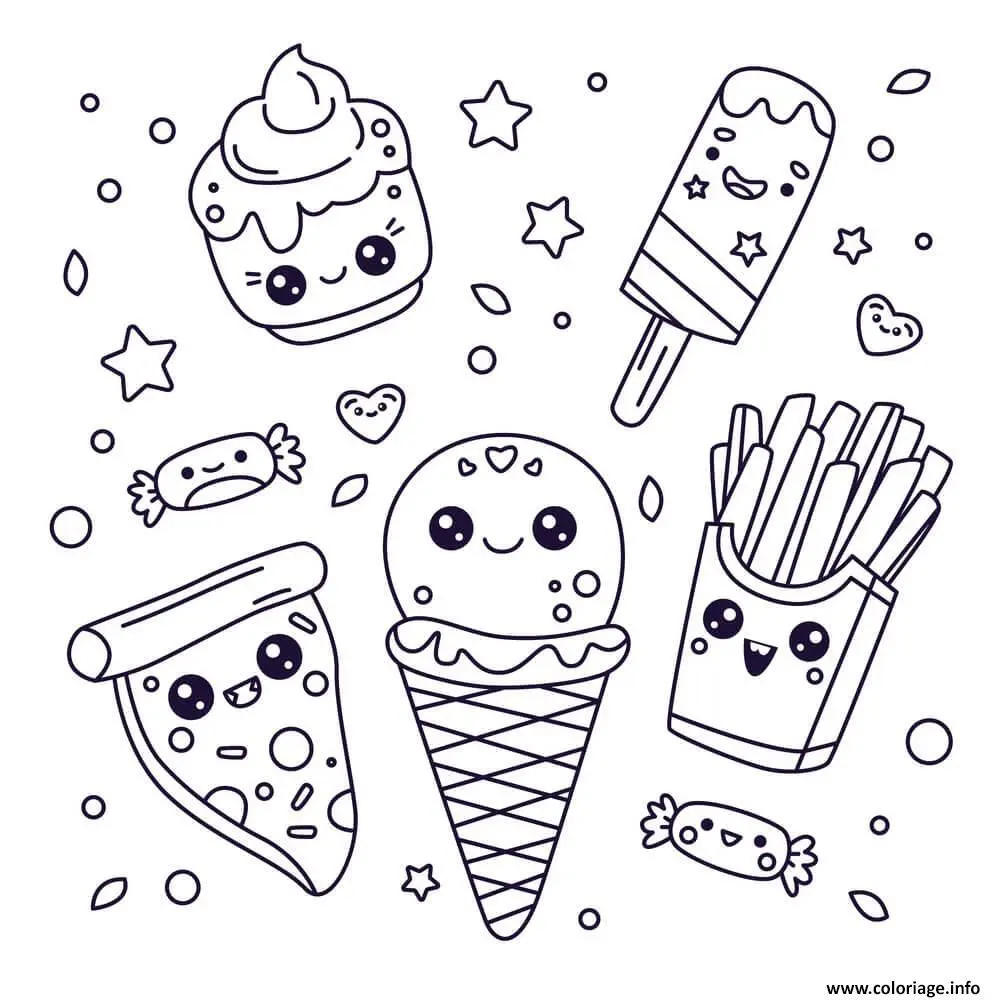 Coloriage Kawaii nourriture