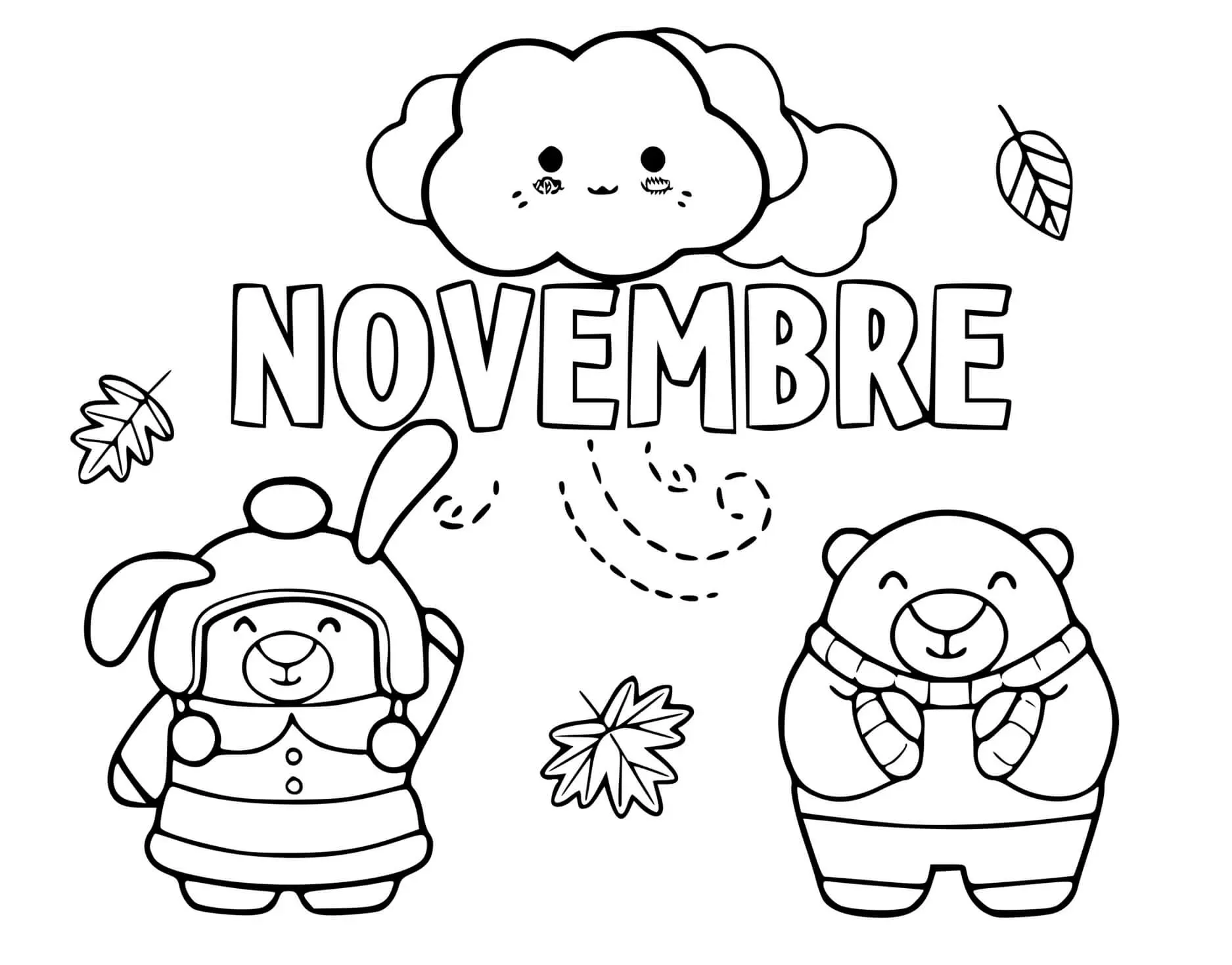 Coloriage Novembre Debut Du Froid Automne - Novembre à imprimer