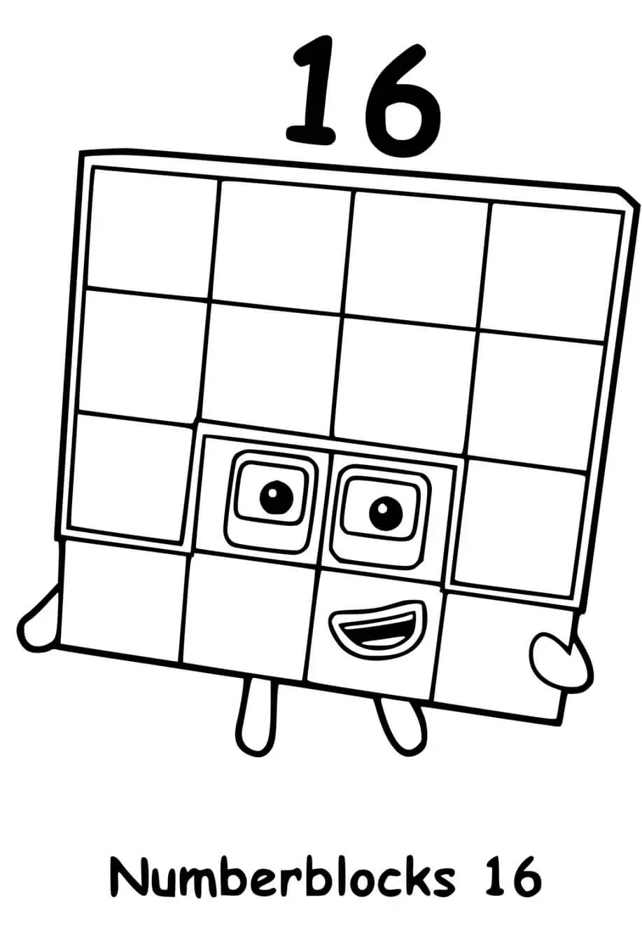 Disegno di Numberblocks 16 Sedici da stampare
