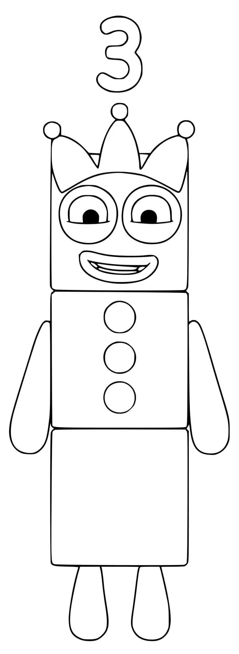 Disegno di Numberblocks – Il numero 3 Tre da stampare