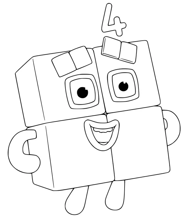 Coloriage Numberblocks 4 Four - Numberblocks à imprimer