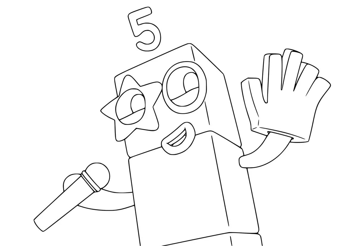 Numberblocks 5 Five coloring page to print