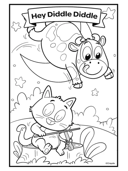 Coloriage Nursery Rhymes Hey Diddle Diddle - Crayola à imprimer