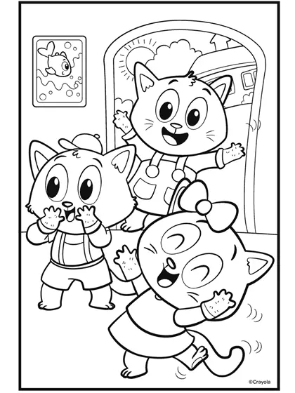 Coloriage Trois Petits Chatons comptine - Crayola à imprimer