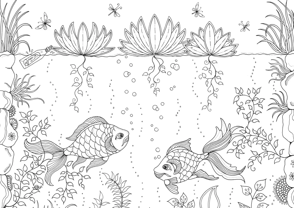 Coloriage Ocean Poissons Adulte Zen Anti Stress - Adulte à imprimer