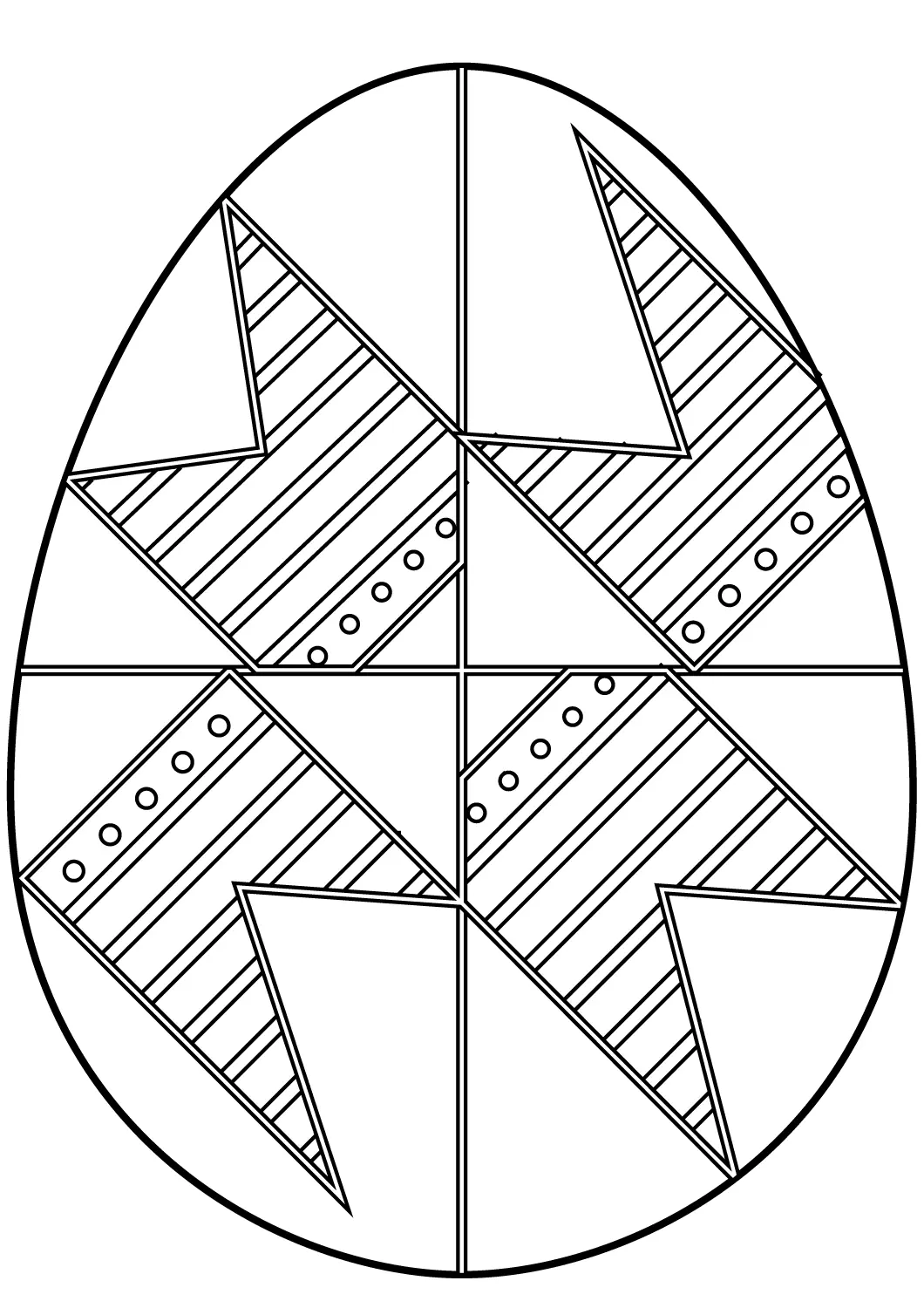 Coloriage Œuf festif avec remplissage de motifs abstraits - Pâques à imprimer