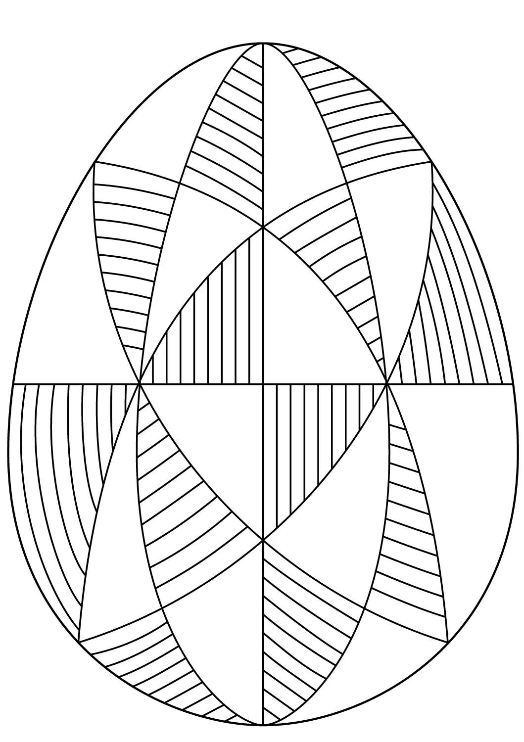 Coloriage Œuf de Pâques avec ornements géométriques - Pâques à imprimer
