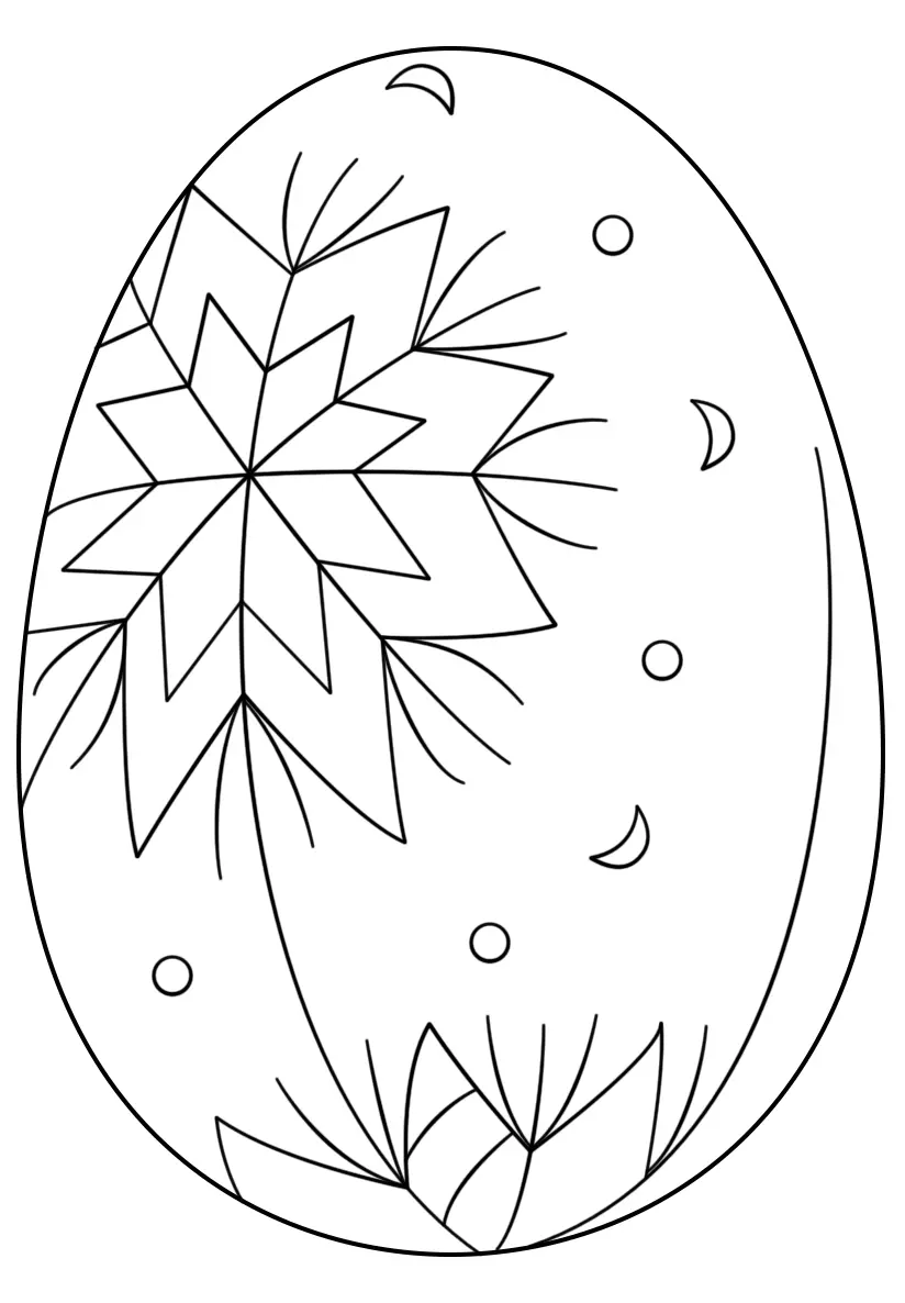 Coloriage Œuf de Pâques orné de motifs abstraits stylisés - Pâques à imprimer