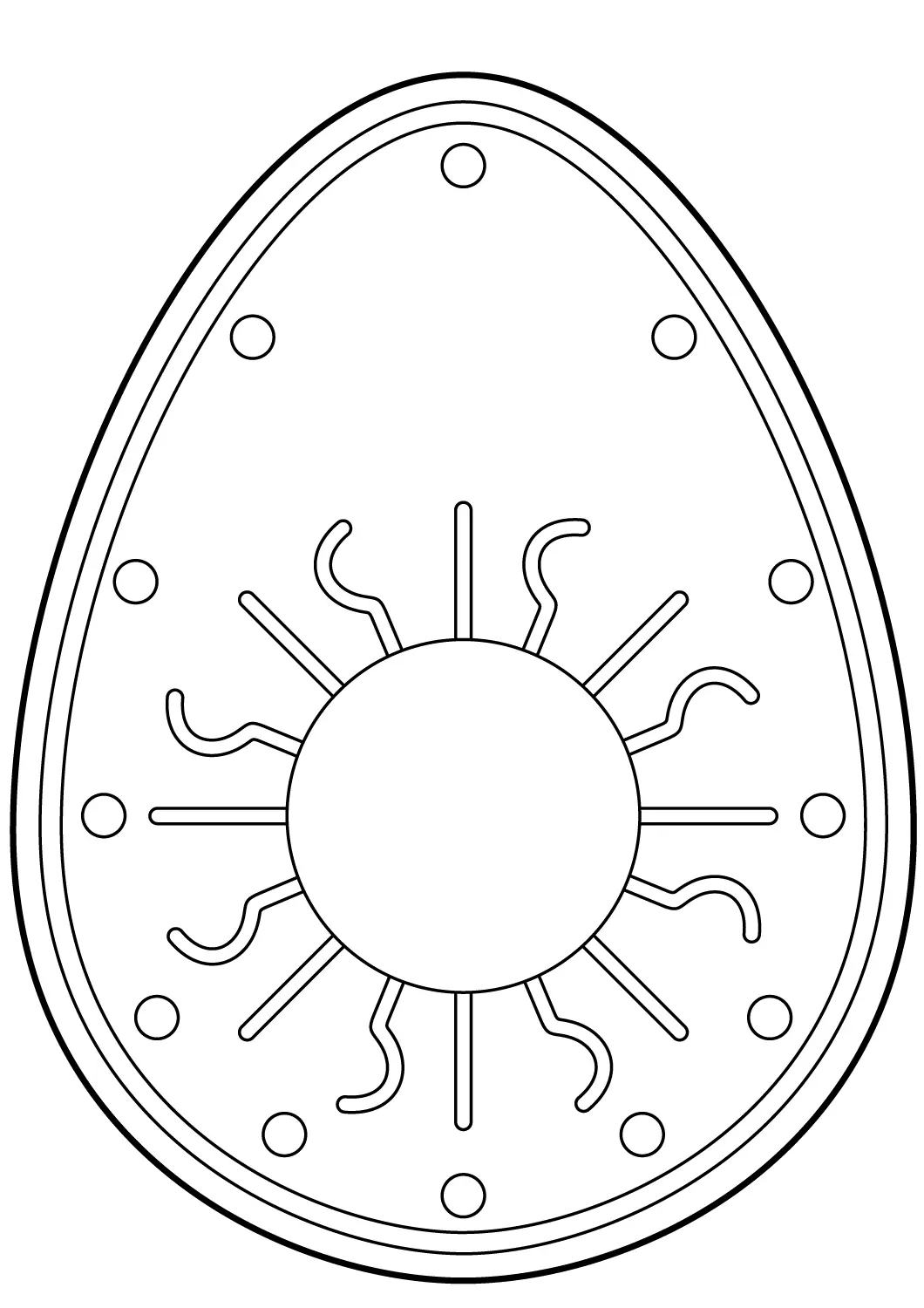 Coloriage Œuf De Pâques Avec Décorative Sun - Pâques à imprimer