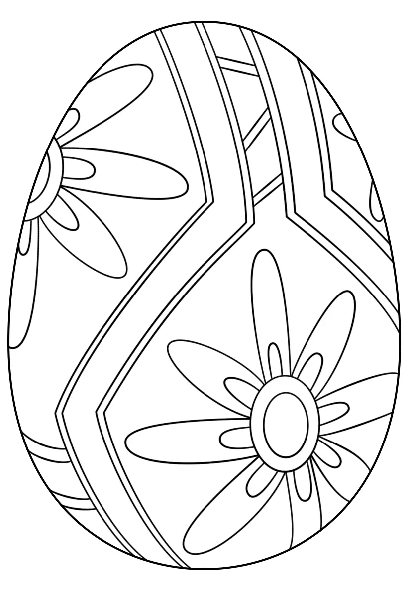 Coloriage Œuf de Pâques orné de fleurs délicates - Pâques à imprimer