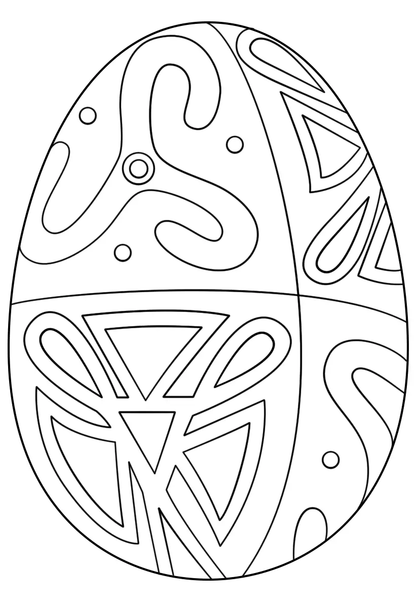Coloriage Œuf De Pâques Avec Folk Pattern - Pâques à imprimer