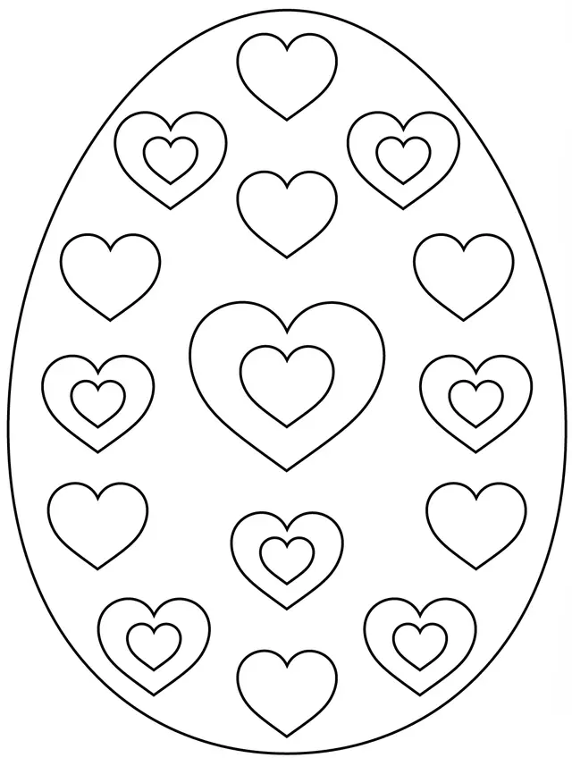 Coloriage Œuf De Pâques Avec Hearts - Pâques à imprimer