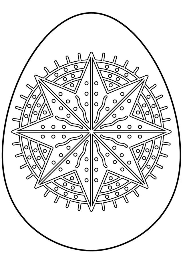 Coloriage Œuf De Pâques Avec Octagram Star - Pâques à imprimer