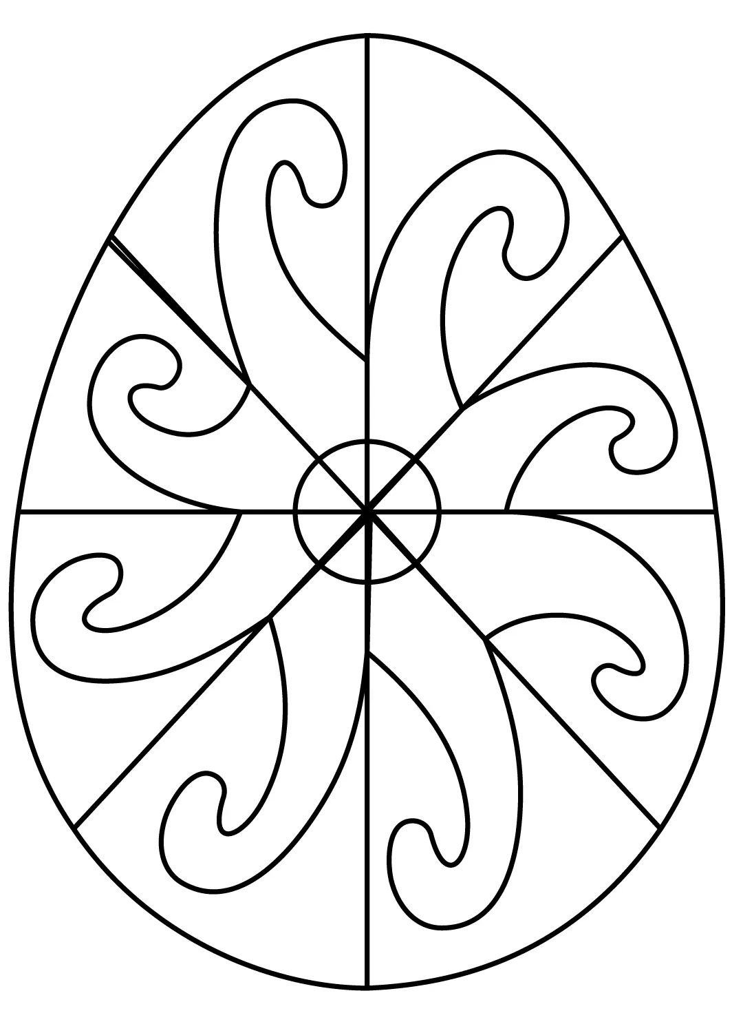 Coloriage Œuf De Pâques Avec Spiral Pattern - Pâques à imprimer
