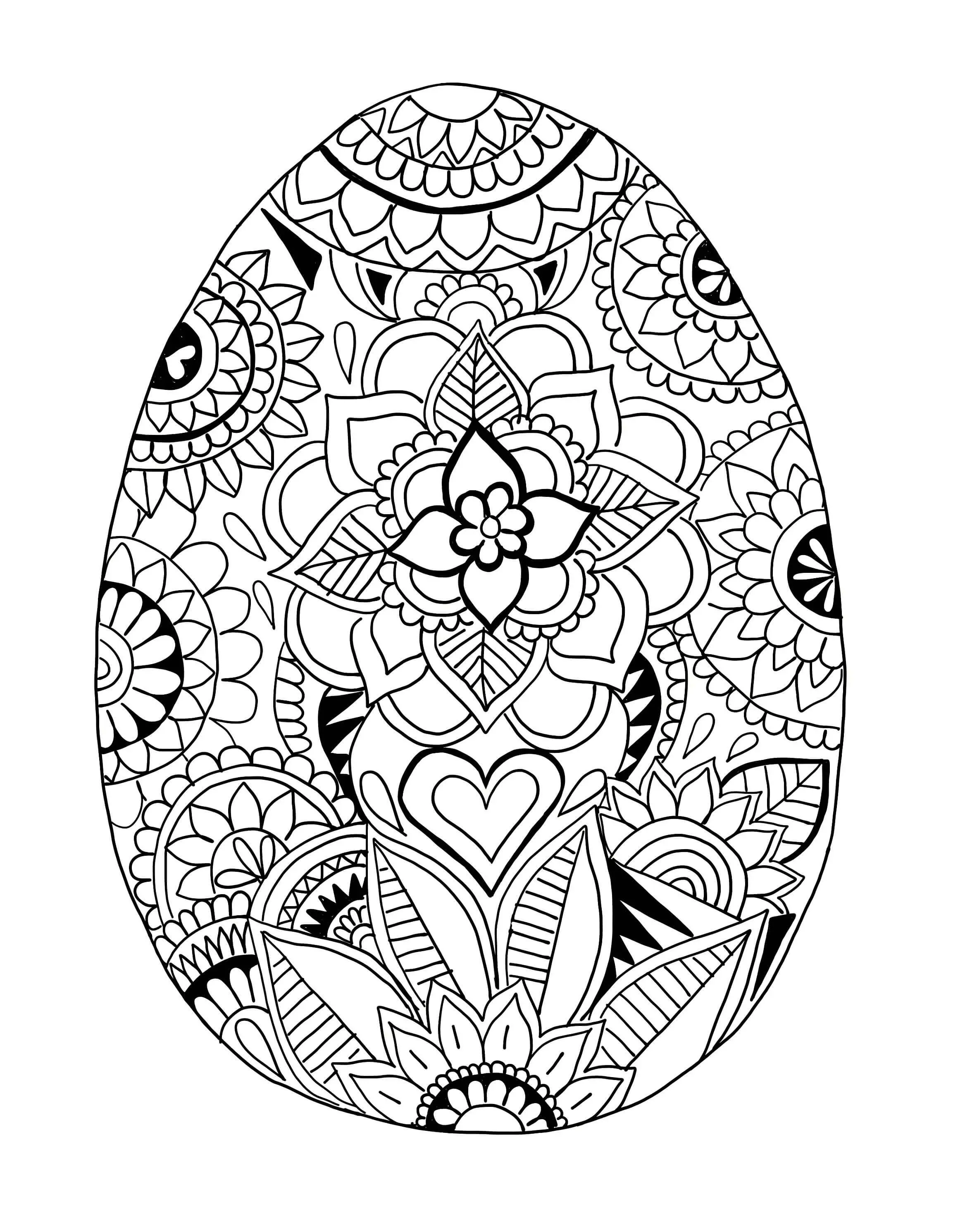 Coloriage Œuf De Pâques Mandala Motifs De Fleurs - Pâques mandala à imprimer