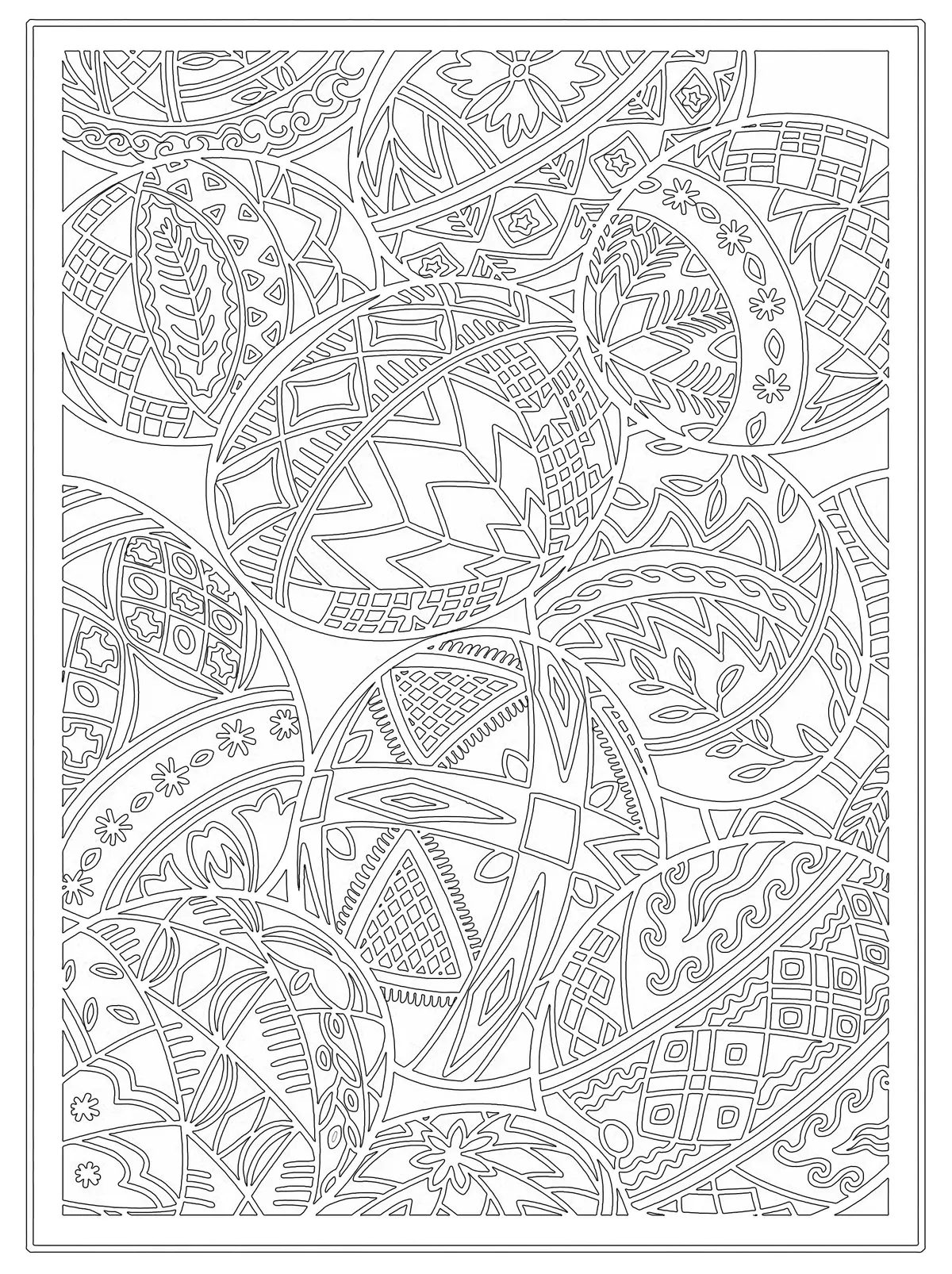 Easter Egg in an Ornamental Frame coloring page to print