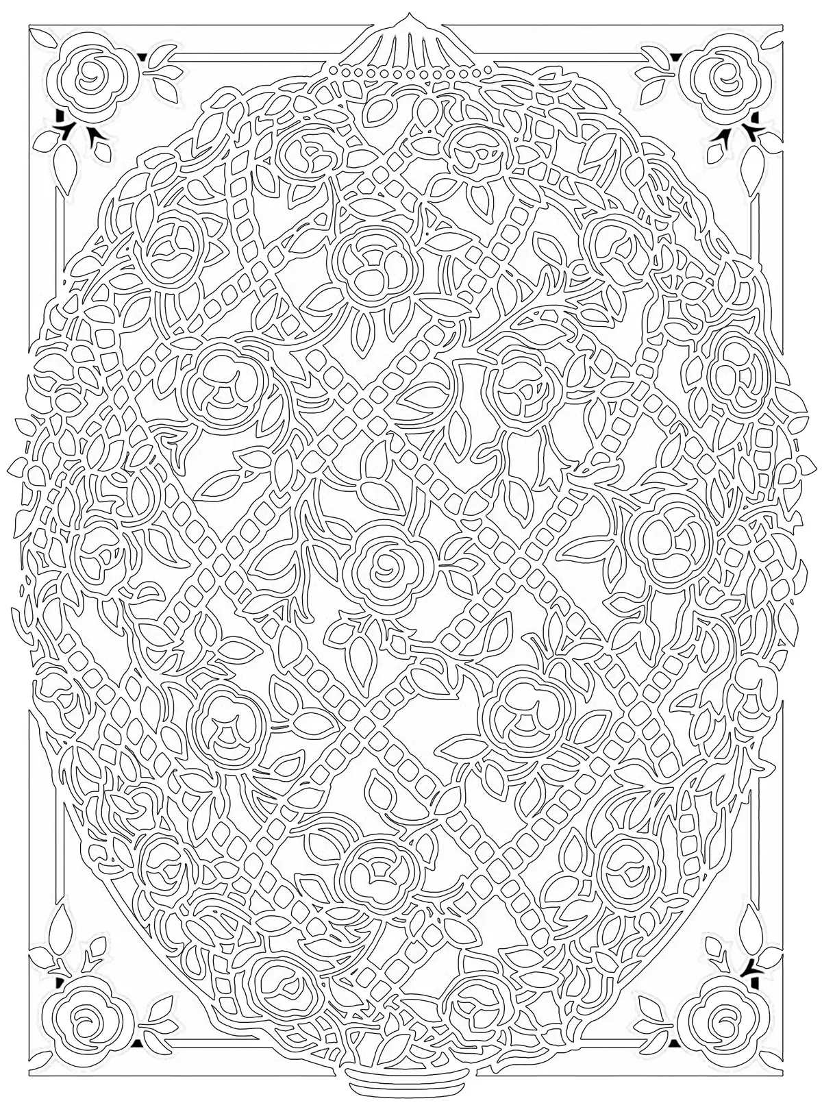 Decorated Easter Egg with Elaborate Border coloring page to print